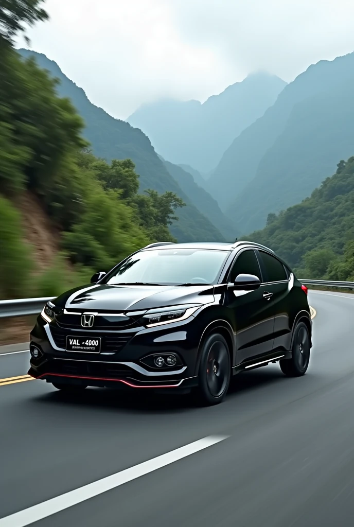 Photorealism 1.4 realistic realism high detailed definition honda Vezel RS on the road black colour black tinted Malaysia highway plat number VAL 4900