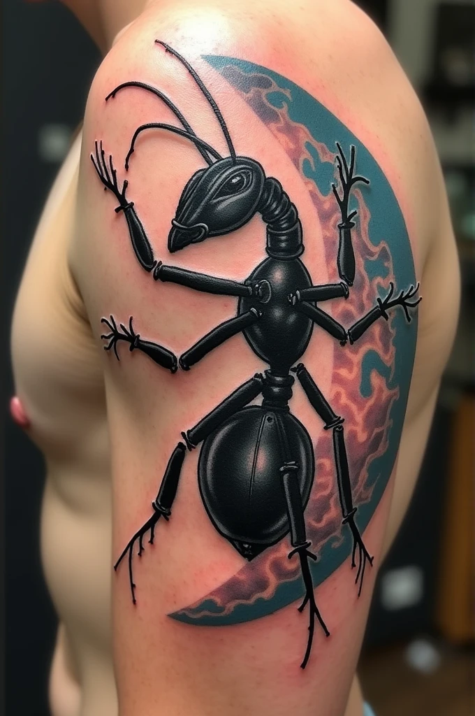 Tatouage planète terre, ant and number 42