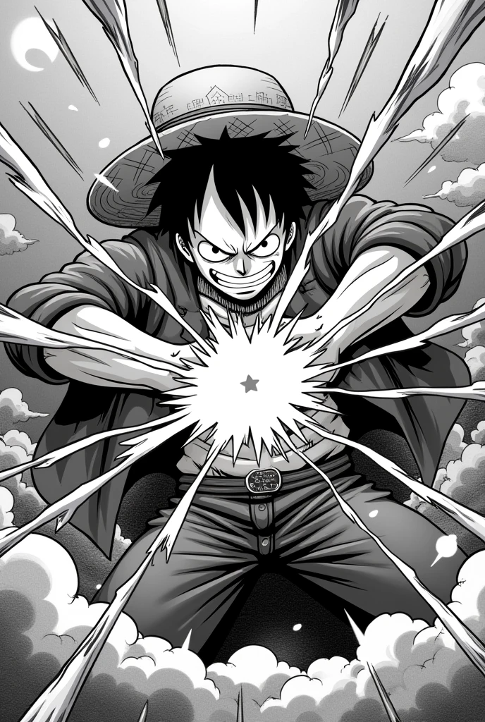 Luffy en mode manga qui envoie un coup de poing violent sur l'écran du téléphone et qui créé une fissure