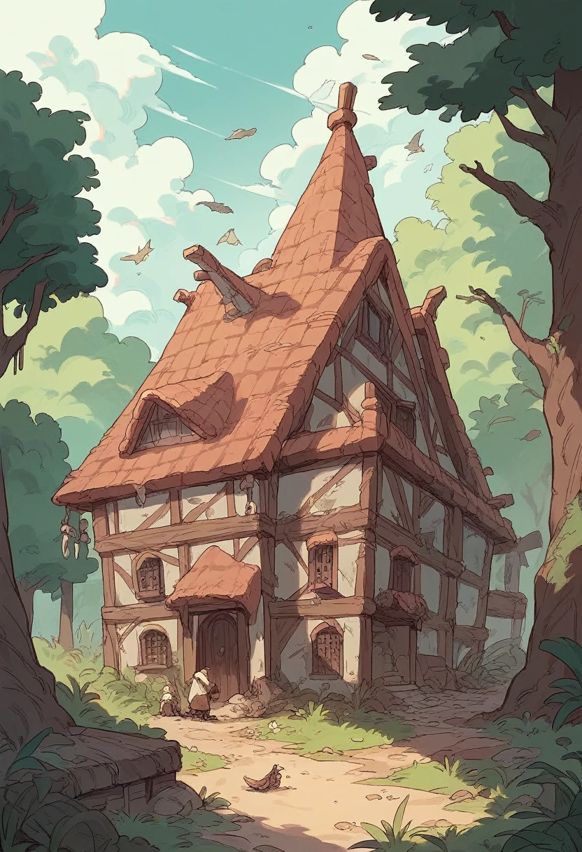 Ancient medieval village destroyed in the middle of a forest 