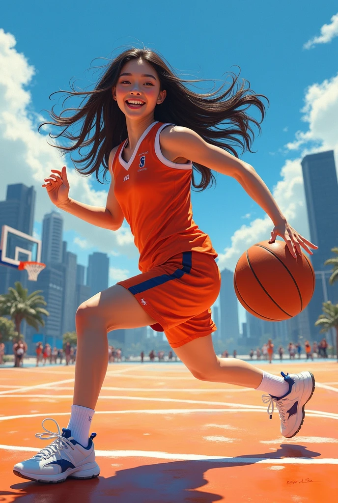 Do u know jihyo of twice create a ai image of jihyo playing basketball