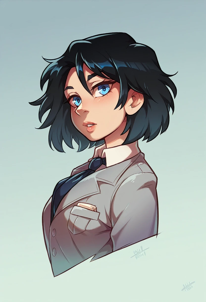 17 años, Half-length portrait of a 1, black hair, short unruly hair, blue eyes, wearing a summer dress.
detailed, professional color gradient
Alita hermosa