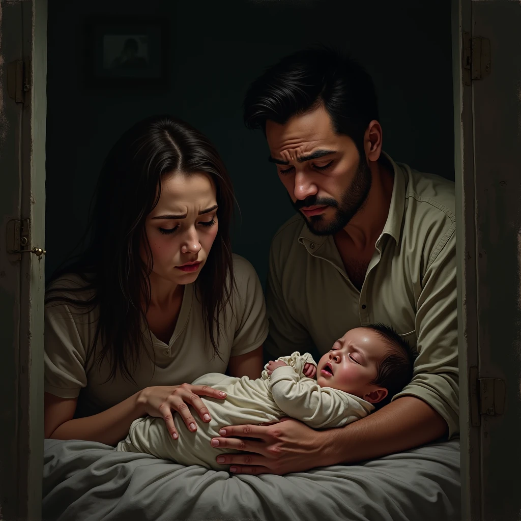 দুঃখি বাবা মায়ের সাথে 3 মাসের বাচ্চা