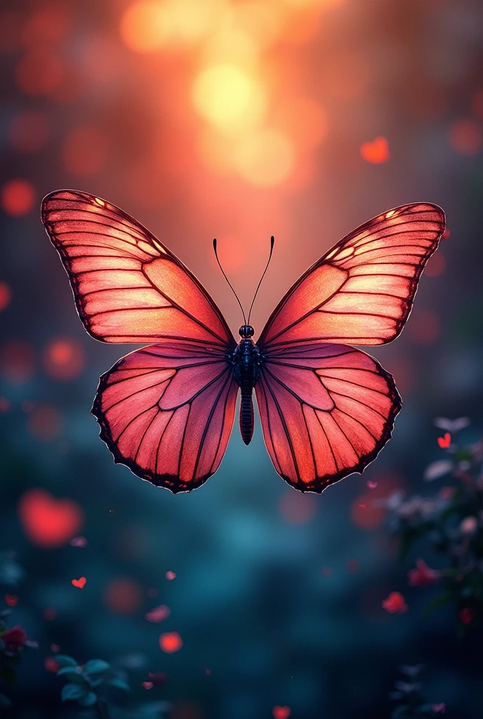 A cover for a very loving album with a sensual touch, strong colors and two butterflies without people. 