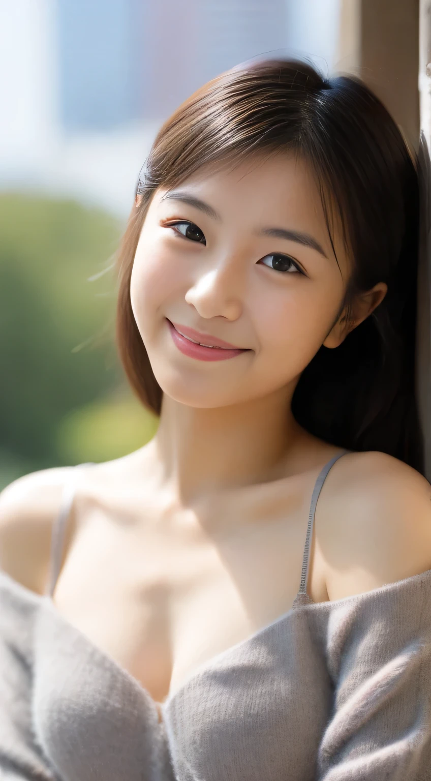 masterpiece,best quality,(Japanese girl),((Beautiful girl)),cleavage,(off shoulder:1.2),(perfect body beauty:1.2),(shy smile),From slightly above