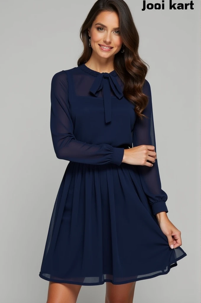 Skirt and blouse with princess cut dark blue color