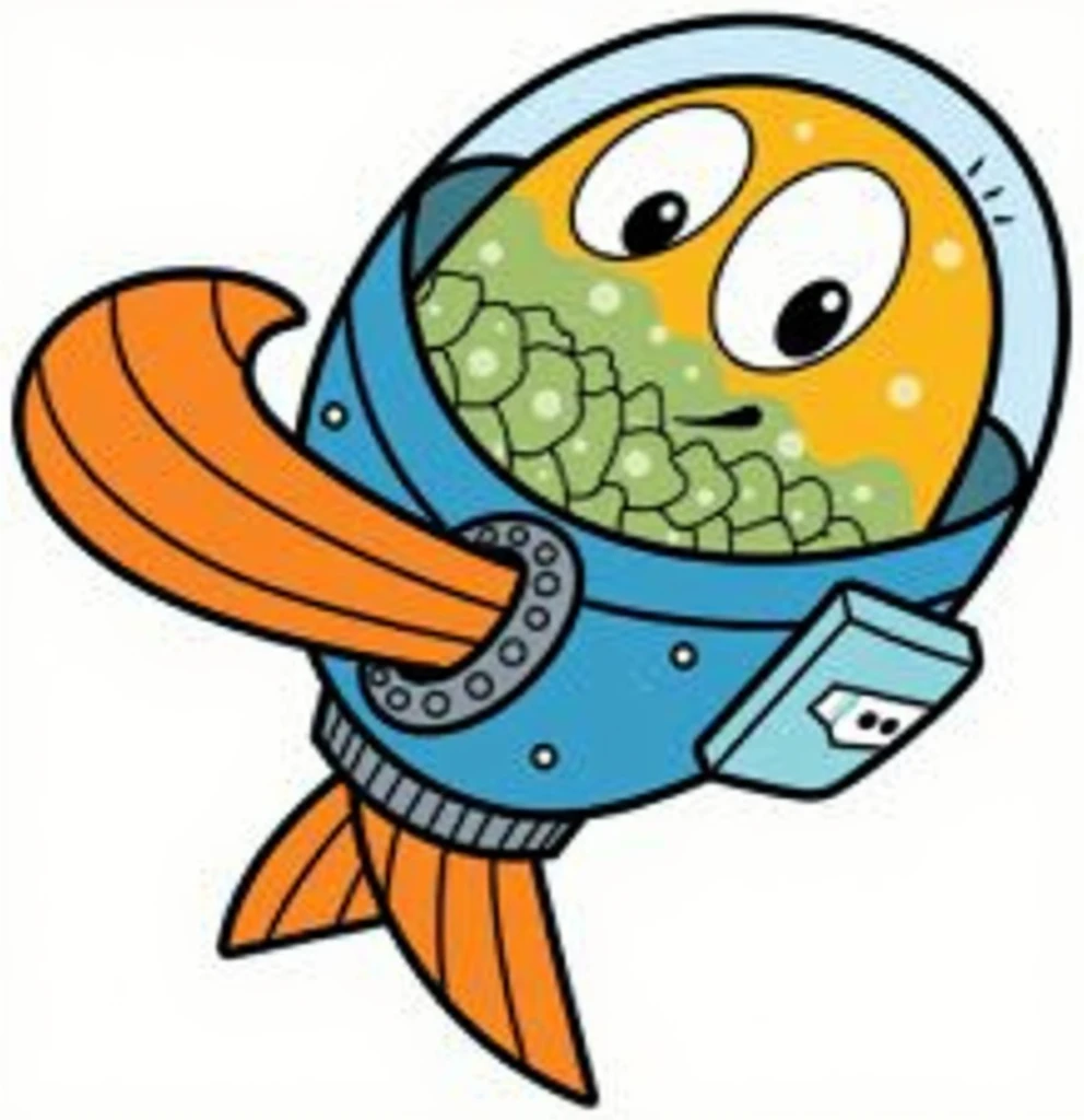 Fish in astronaut suit