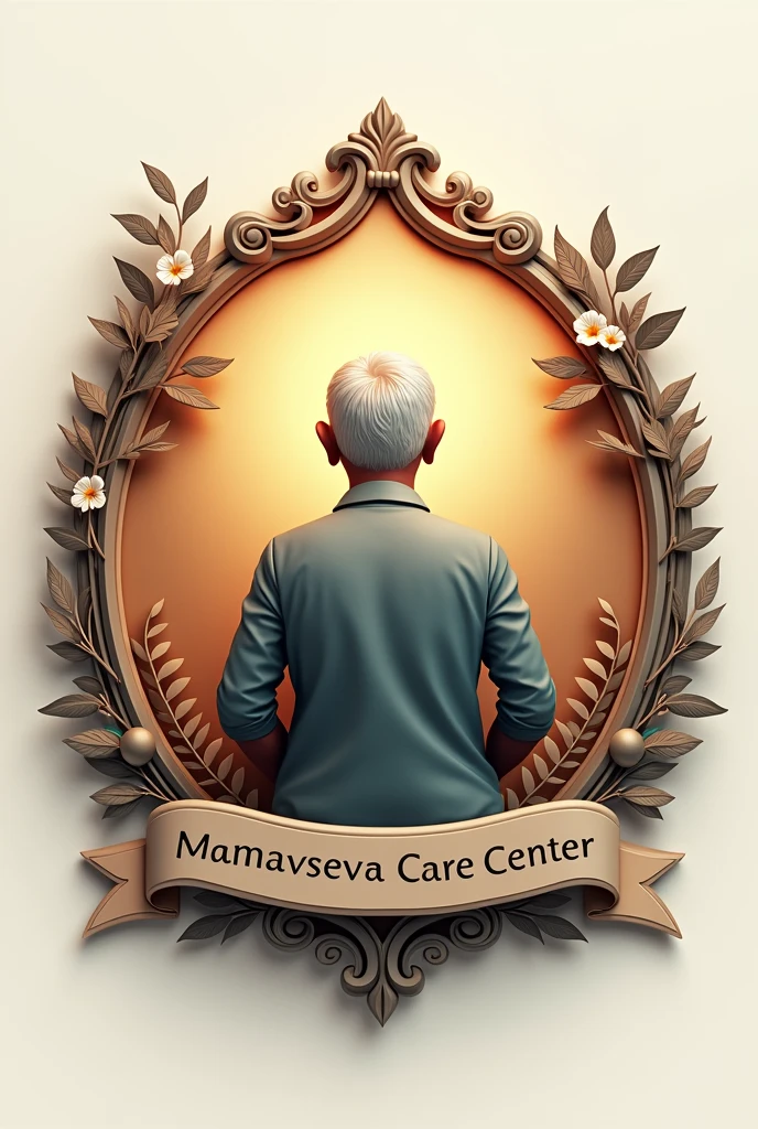 Create 3d logo a older backside image and text manavseva Care Center Old age Home Nashik