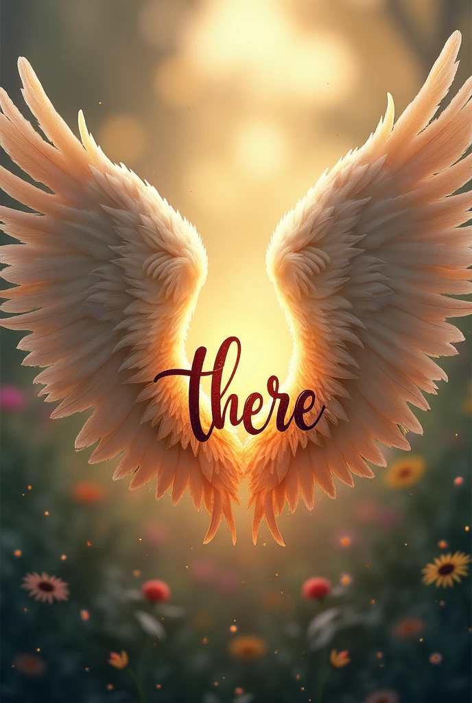 Place two wings and make the word look beautiful in the middle "there" and that it is like a hug and within a path