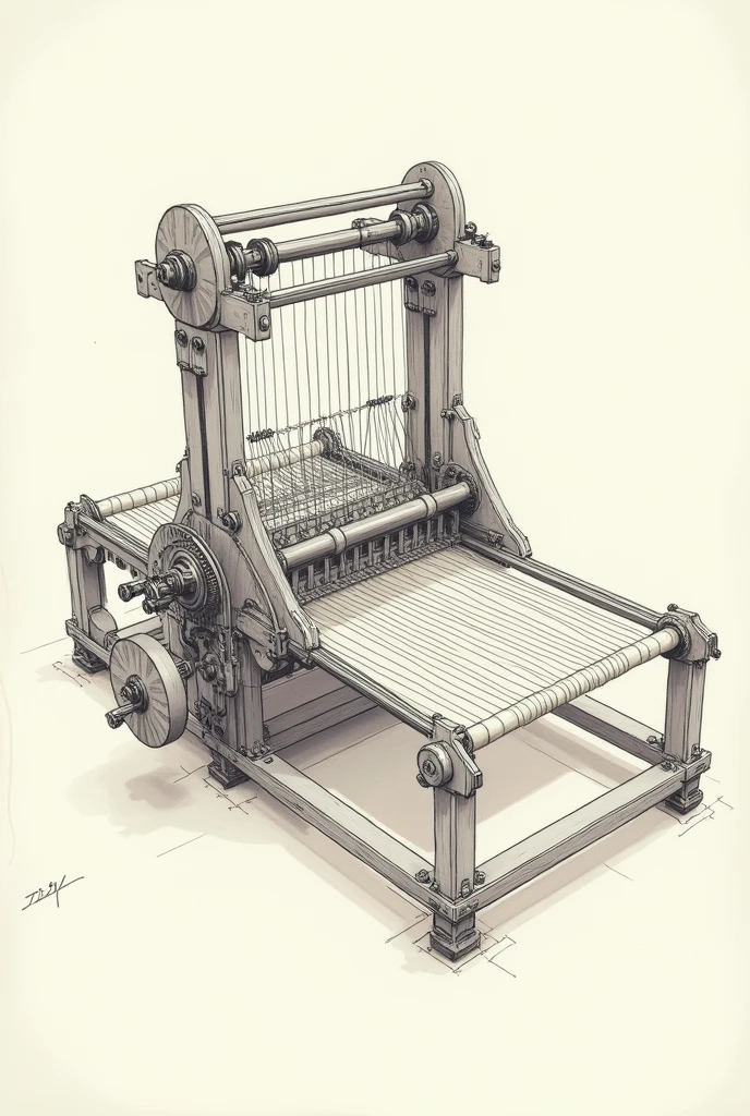 sketch of bamboo mat weaving machine detailed 