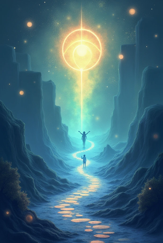 Make an image with the word TEO , something radiant, of a path 