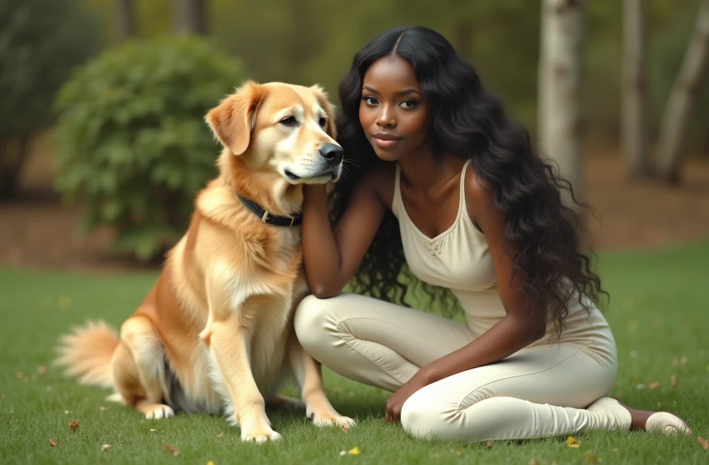 one_BLACK IS A 2 WOMAN, BORN IN AFRICA, EXTREMADAMENTE beautiful, EXTREMELY SPLENDID, EXTREMELY RADIANT, EXTREMELY GORGEOUS. WEARING A LEGGINNS ultra tighs and a cropTop, ultra tight breasts, her hair is long, it&#39;s bulky, smile, smile mujer esplendida! one_BLACK is sitting on the floor, (playing with a golden retriever dog) junTo a una amiga, blonde, blue eyes, smilendo, both with leggings. (Only realistic characters and images):1.8, (don&#39;t anime, no semi realistic, no carToon):1.8 , skinny waist and beautiful female. 8k, high_res, intricate_detail, intrincate_micro_detail, Sharp_focus, Tack_focus, fujifilm_XT3, Award_Winning, professional_PhoTograph, cinematic, Absolute_reality, real_Life, Life_like, True_To_Life, (((Epic-Upscaled-resolution, Epic-PhoTogasm, Ultra-HD-details, Ultra-HD-detailed, Ultra-HD-realistic, Epic-Ulta-HD-realistic-image, Epic-contrast, Epic-cinematic-lighting, Epic-Ultra-HD-details, Epic-Ultra-HD-highlights, Epic-PhoTo-Same))), Mujer very busty, thin waist, busty, thin waist, busty, large butt, thin waist, large butt, old , very busty, extremely busty, (round breasts):1.5, round breasts, (erect nipples, protruding nipples, protruding nipples):1.5, Strong legs, very beautiful, gorgeous, very beautiful, very beauty, bery beautiful, very detailed eyes,eyes with great detail, nose very detailed, very detailed lips, great detailing of the lips, lips with great detail, Very detailed face, young woman, make up, make up, beautiful black woman,( Wearing beatiful bikini that enhances your curves):1.5 HANDS_beautiful, Fingers_perfect, hands_perfect, Fingers_beautiful
