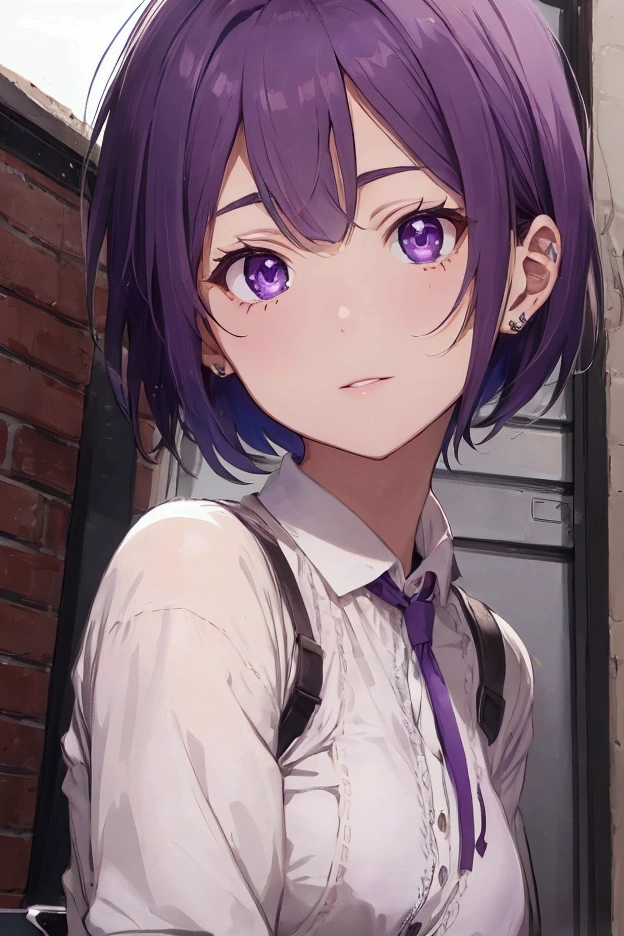Short haired man with purple eyes