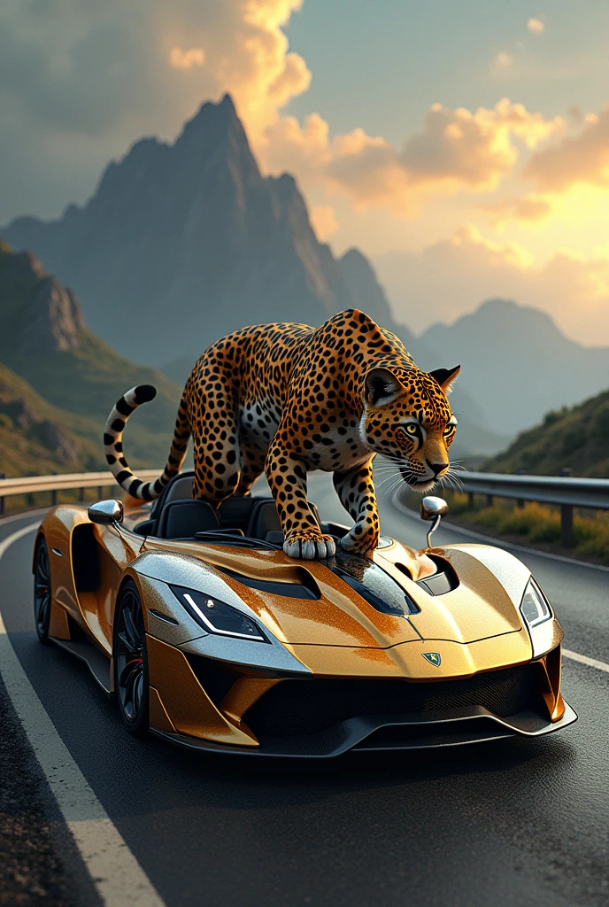Lepard merge with lanborginy on road
