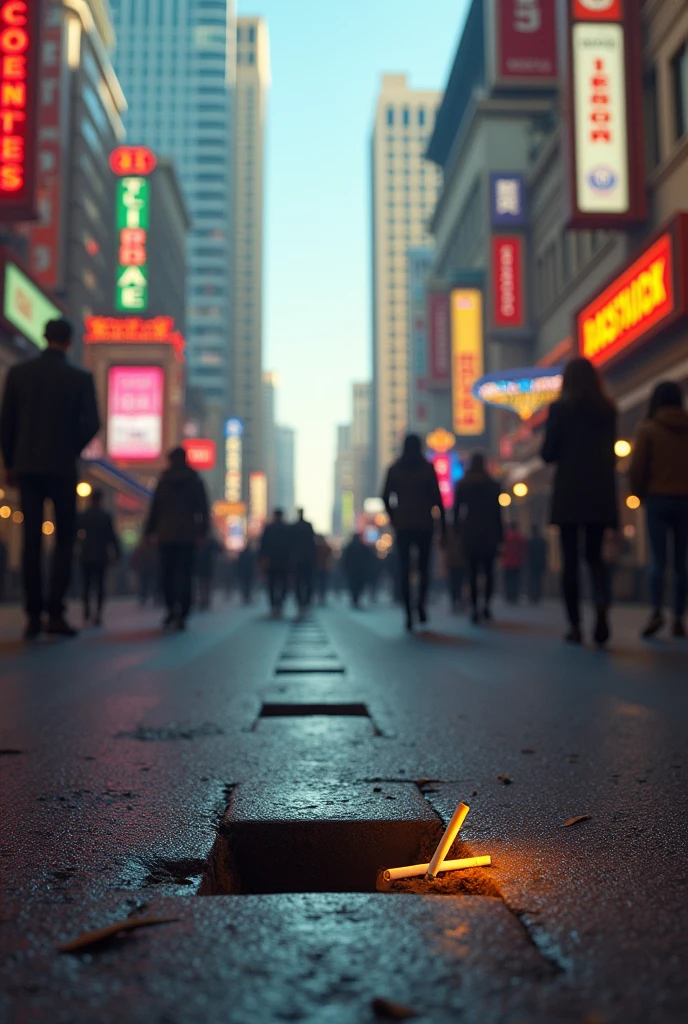las vegas , in the streets , within a square goal, founding 1 cigarette ,with the sound loud, lowered square goal.