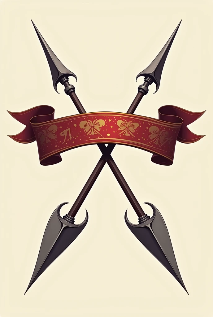 Crossed spears with Banners vector insignia illustration