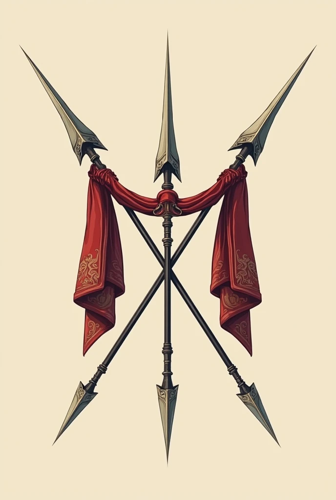 Crossed spears with Banners vector insignia illustration