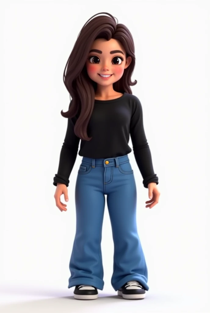 Can u make a Girl Roblox in black upper and blue pant with transparent background his name CIARA