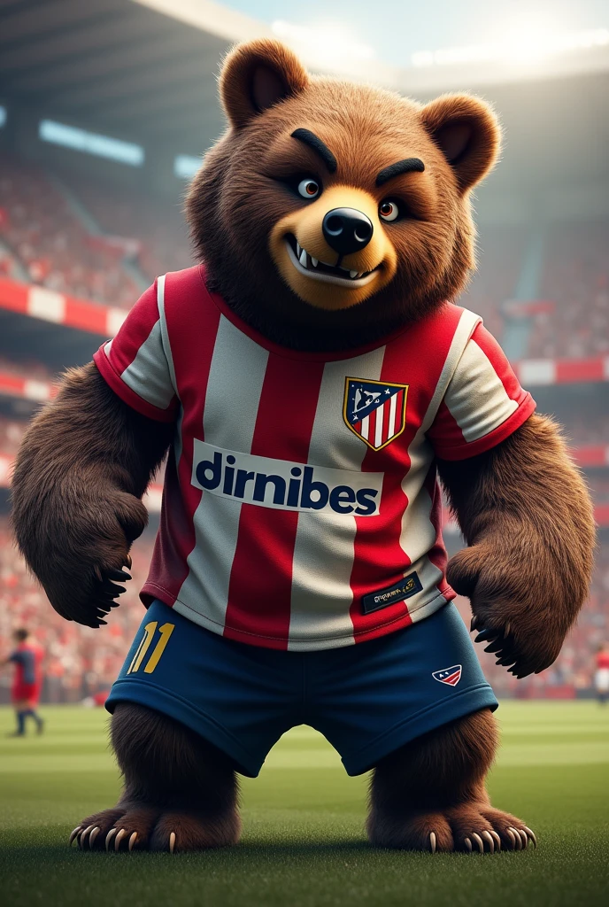Bad bear dressed as Atletico de Madrid
