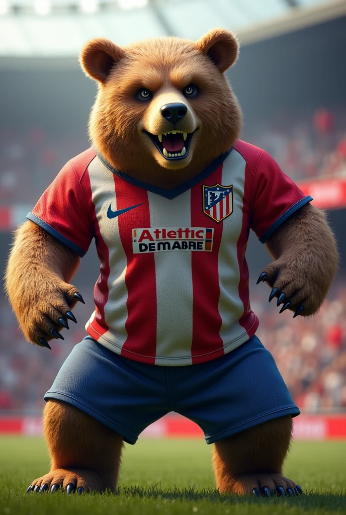 Bad bear dressed as Atletico de Madrid
