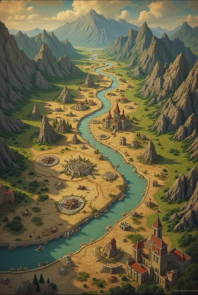 Medieval map for playing DnD, high angle view