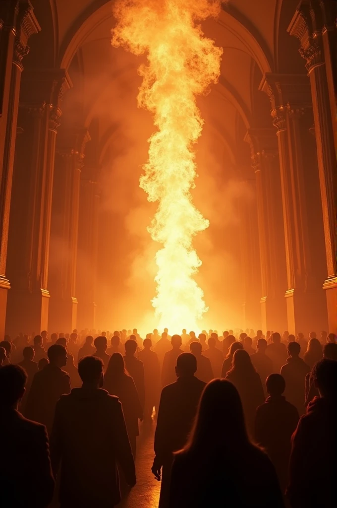 Create a realistic cinematic image for a Christian film that unites these three elements: Fire of God, Revival and Transformation.