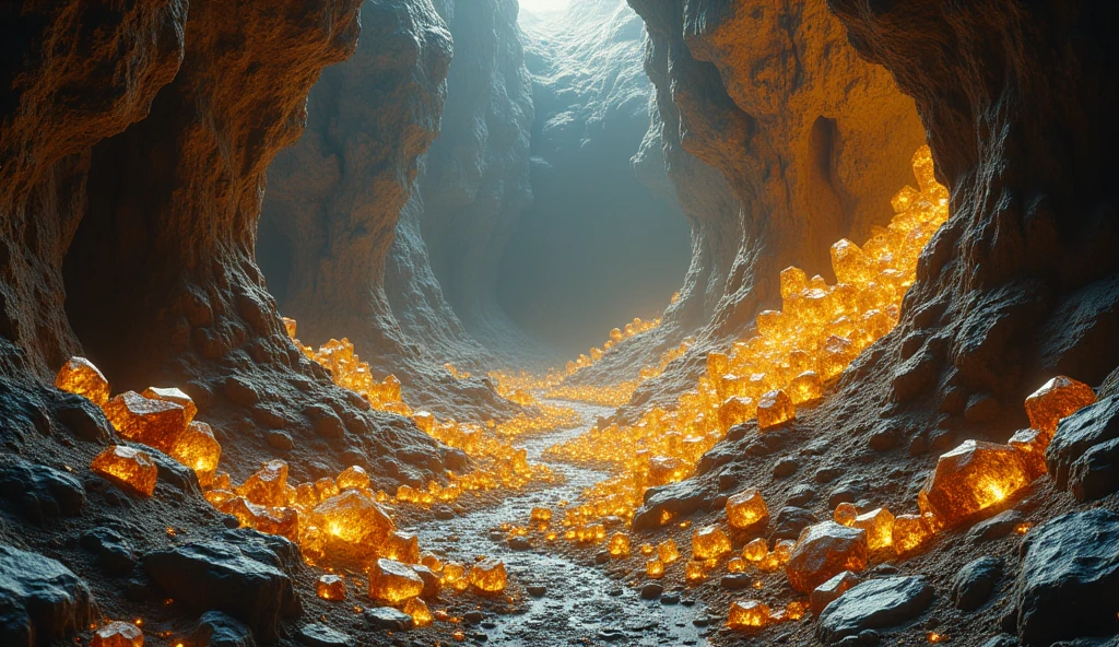 There are a lot of gold ores and various crystal ores under the ground.（best quality，4K，8k，High level，masterpiece：1.2），Ultra Detailed，（lifelike，Photo real，Photo real：1.37）