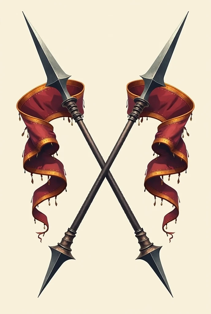 Crossed spears with Banners vector insignia illustration