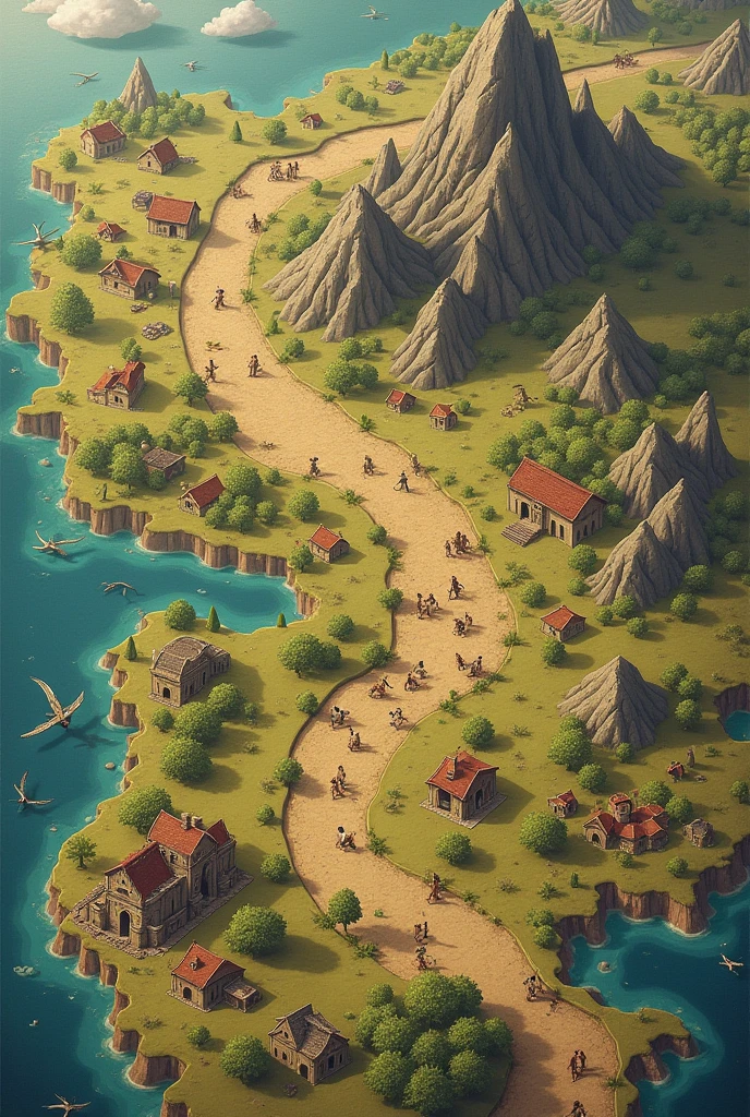Create a fictional map that has population and tribes