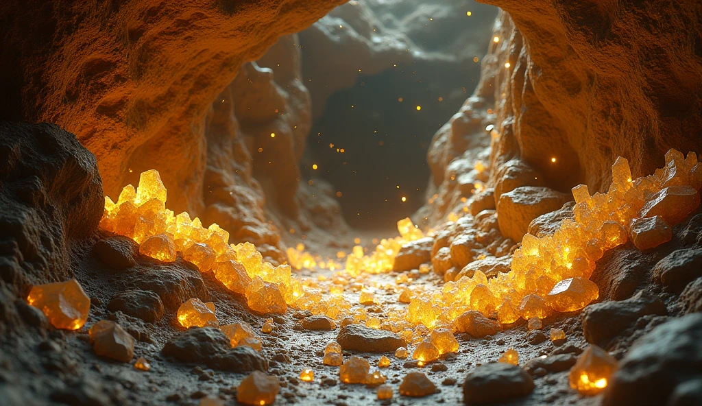 There are a lot of gold ores and various crystals under the ground.(best quality,4K,8k,High level,masterpiece:1.2),Ultra Detailed,(lifelike,Photo real,Photo real:1.37)