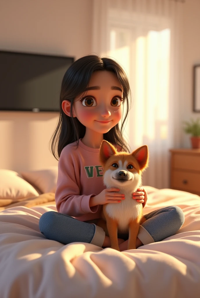 Menina feliz pensando