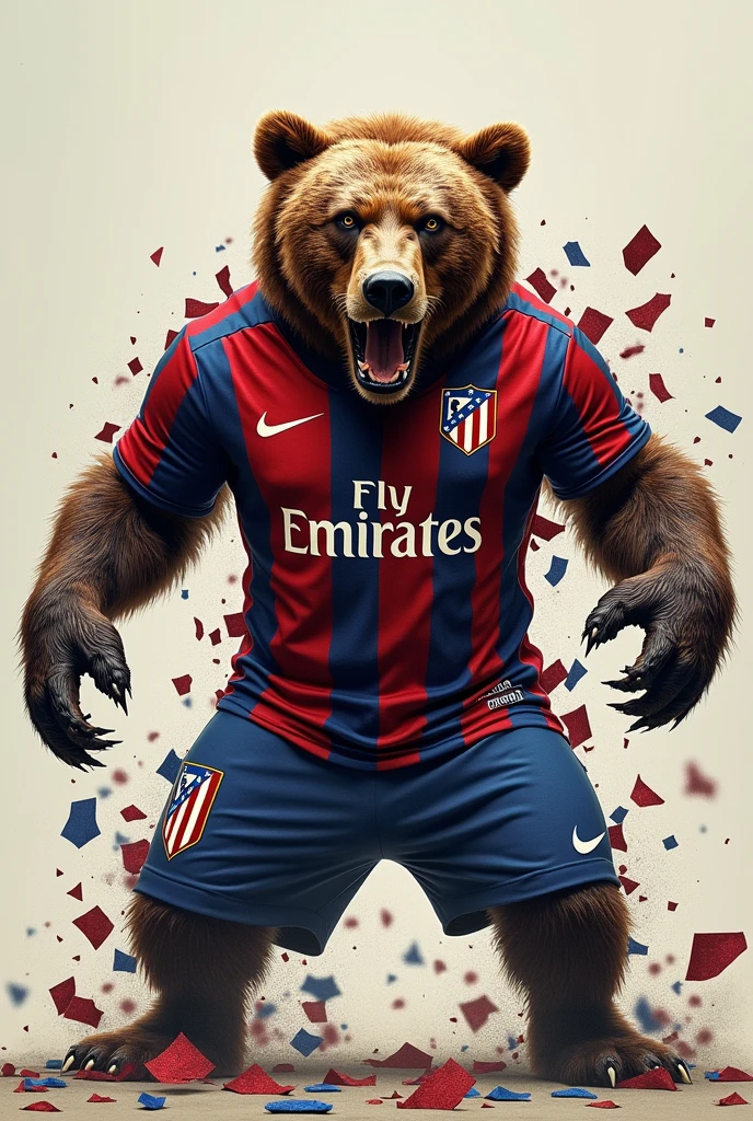 Bear tearing dress like Atletico de Madrid