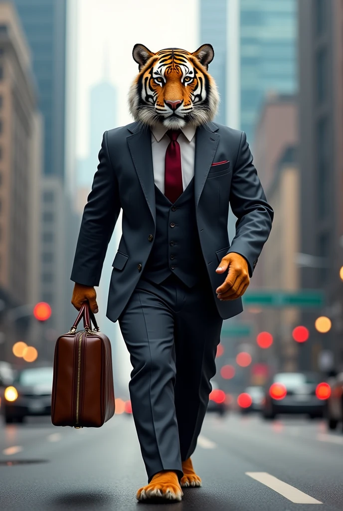 Tiger going to office