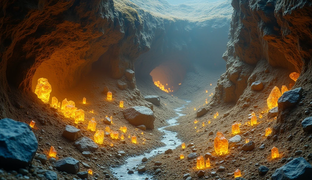 There are a lot of gold ores and various crystal ores under the ground.(best quality,4K,8k,High level,masterpiece:1.2),Ultra Detailed,(lifelike,Photo real,Photo real:1.37)