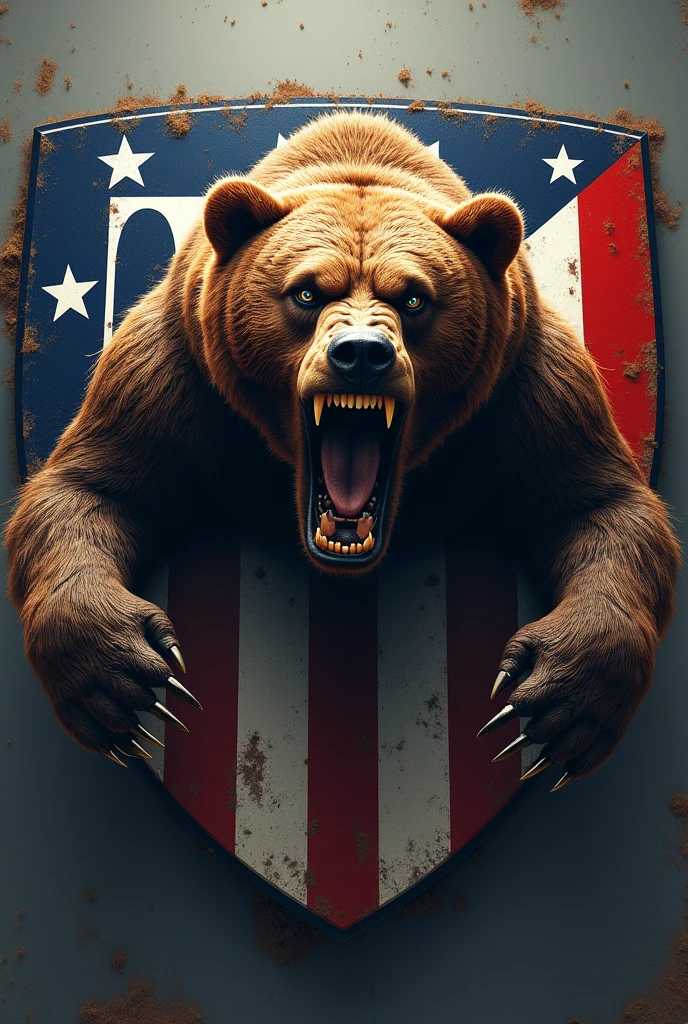 Angry bear coming out of Atletico de Madrid's shield