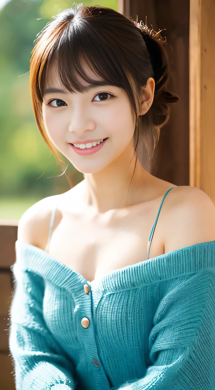 masterpiece,best quality,(Japanese girl),((Beautiful girl)),cleavage,(off shoulder:1.2),(perfect body beauty:1.2),(shy smile),From slightly above