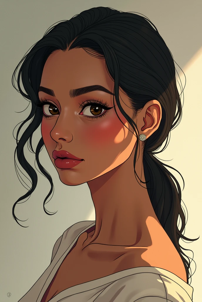Brazilian woman, Mother, slickedback hair, アニメ