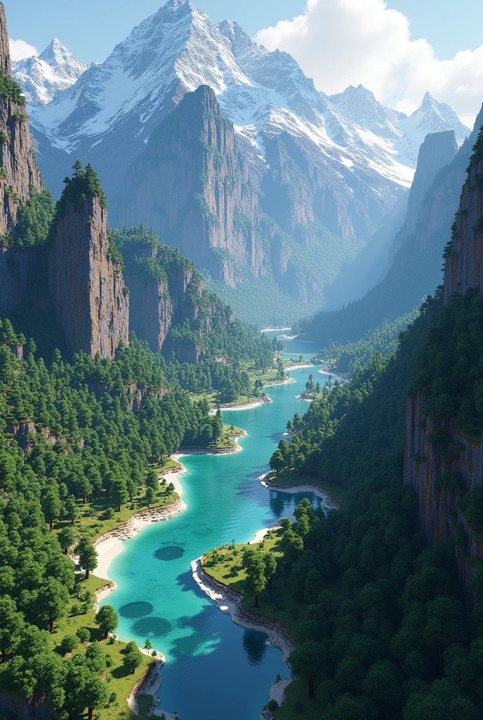 Ok so make the image of a Minecraft world painter map like this:
It's a wooded taiga national park
It's 2000 by 2000 blocks
Is has a lot of unique geological features such as a lake, rivers, small rocky canyons, mountains with snow, and a unique terrain
The mountains somewhat surround the national park, but there can be one in it somewhere up to you