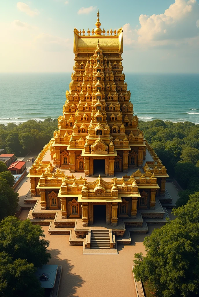 Rameshwaram mandir tamilnadu in gold colour