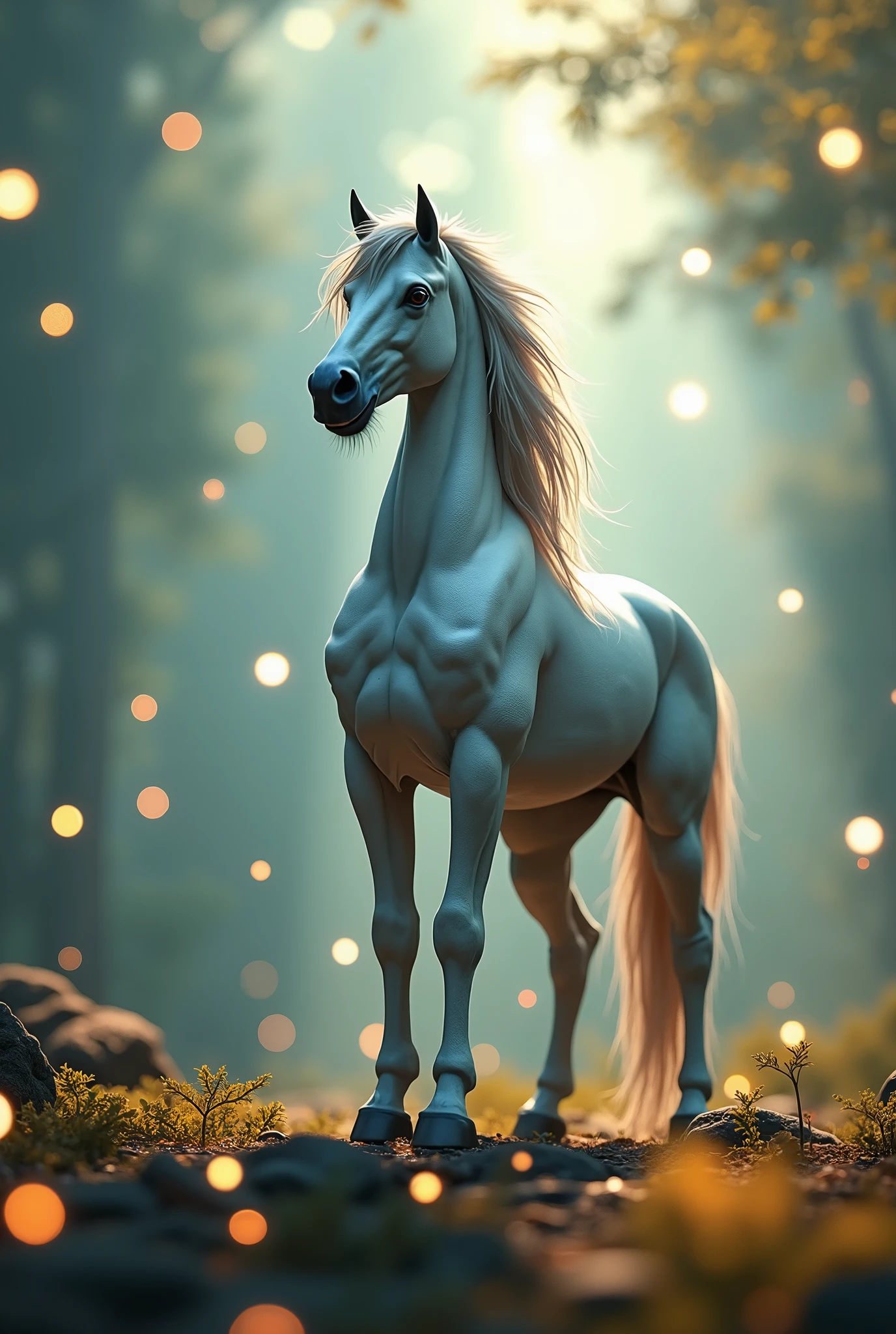 masterpiece, best quality, extremely detailed CG unity 8k wallpaper, ケンタウロス、bokeh photography, (soft focus):1.2, out-of-focus highlights, dreamy ambiance, glowing circles, mesmerizing depth