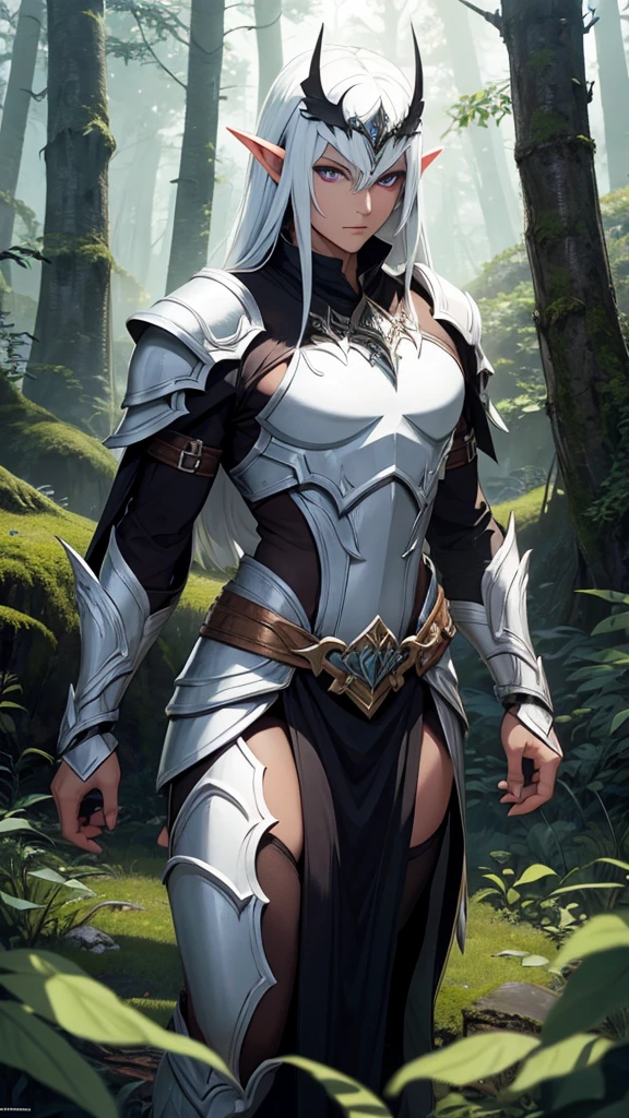 (masterpiece: 1.2), (best quality: 1.2), (highly detailed: 1.3), (intricate detail), highres, best illustration, perfect lighting, forest, warrior monsters, wind breeze, full body, full body shot, perfect face detail, detailed eyes, detailed background, photorealistic, (sharp focus: 1.2), ((looking at camera: 1.2)), solo, 1girl, perfect human anatomy, perfect legs, perfect arms, perfect face, ((realistic hands: 1.3)) long platinum hair, hair braid, women's clothing, sexy armor, little armor, leather skirt, feel alloy, black gloves with gold accents, flashy neckline, seductive appearance, sexy body lines, human hands, attractive female body, (sexy and elegant armor: 1.2), women's boot, hard , woman with closed mouth, green iris, looking at viewer, perfect lighting, epic realism