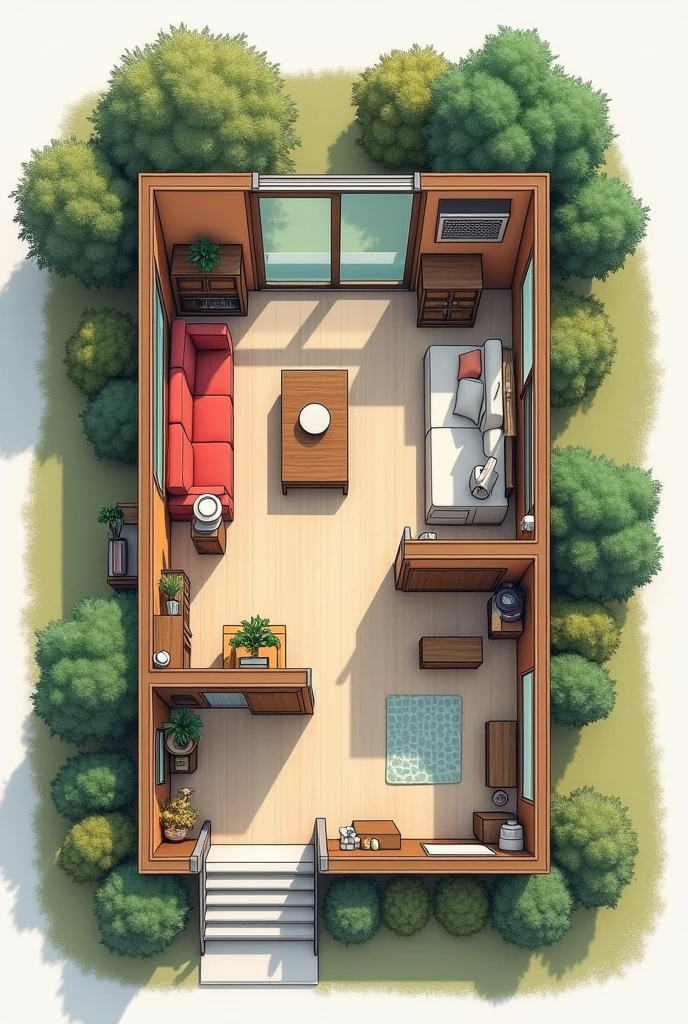 แบบบ้าน 1 roomนอน ออกแบบด้วย, room, kitchen , roomน้ำและroomอ่านหนังสือ