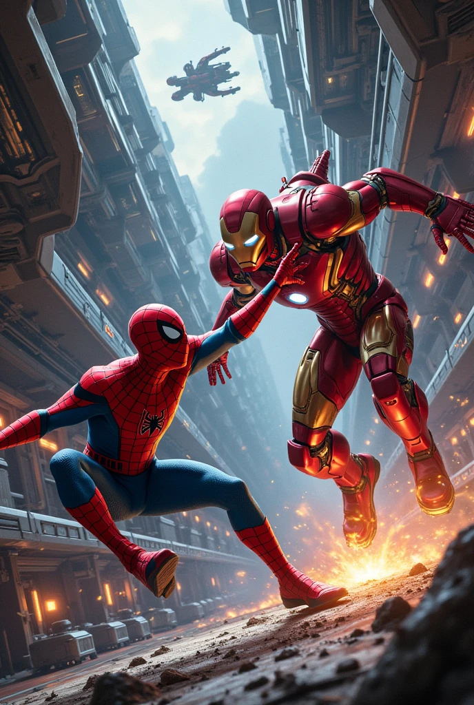 Spider man Vs Iron man fight in Space ship