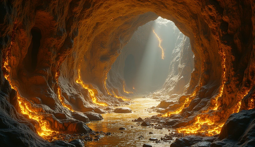 There are many gold mines and various crystal ores under the ground.(best quality,4K,8k,High level,masterpiece:1.2),Ultra Detailed,(lifelike,Photo real,Photo real:1.37)
