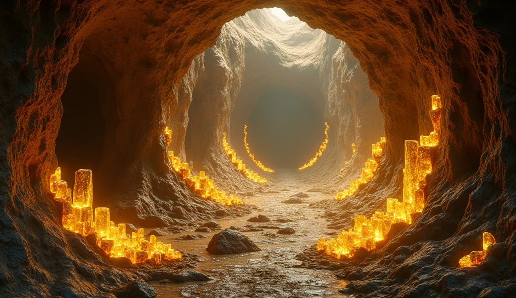 There are many gold mines and various crystal ores under the ground.(best quality,4K,8k,High level,masterpiece:1.2),Ultra Detailed,(lifelike,Photo real,Photo real:1.37)