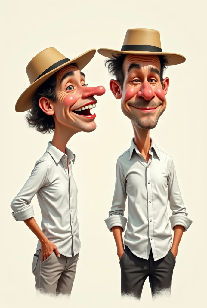 Caricature 4D, 2 People Wearing White Shirts, And Using a Peci, And wearing a white shirt