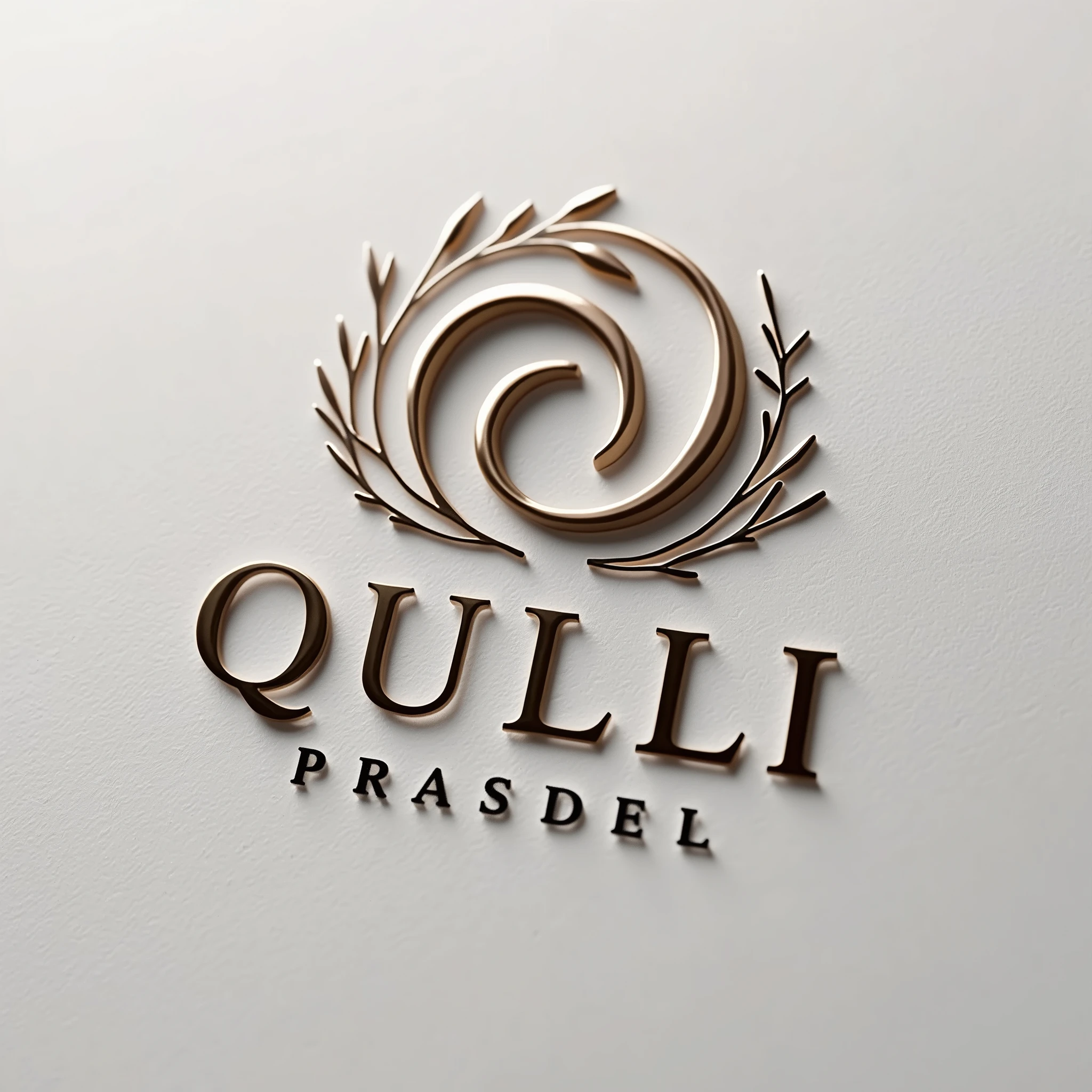 Qualli name logo, elegant, with nude colors,minimalist