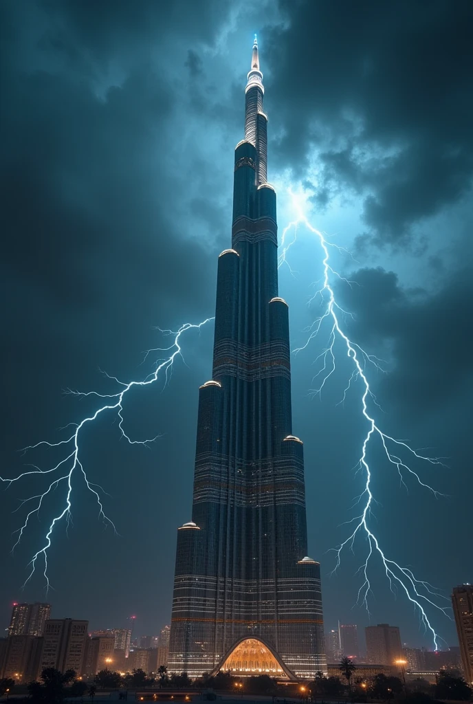 A thunderstorm light on Saudi macca tower
