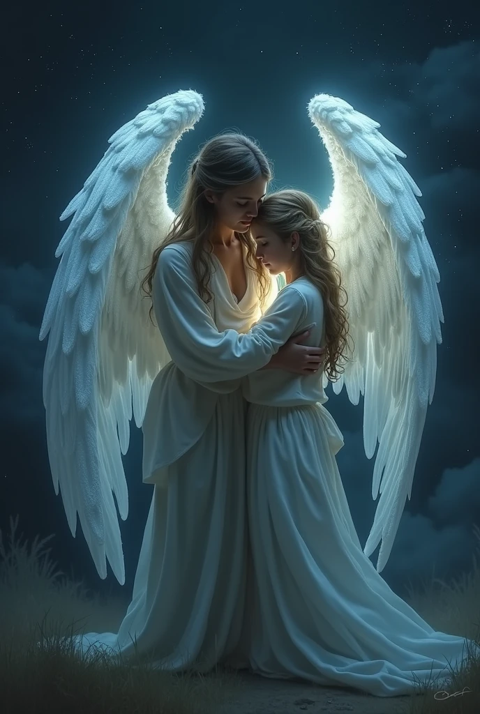 Spread your wings,
and hold me, if I fall.
Because of you I breathe;
I feel you everywhere.
Through the darkness of the night,
your silver shine guides me.
Your silver wings take care,
and wrap me warmly.