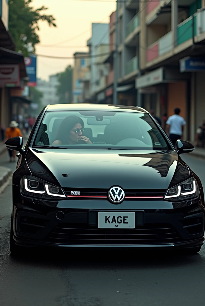 On the streets of Guaruja  ,Sao Paulo in the streets , inside a square Golf sportline car, founding 1 cigarette ,with the sound loud,  Golf sportline square recessed black color , with all the glass black  ,on the car&#39;s license plate written : KAGE